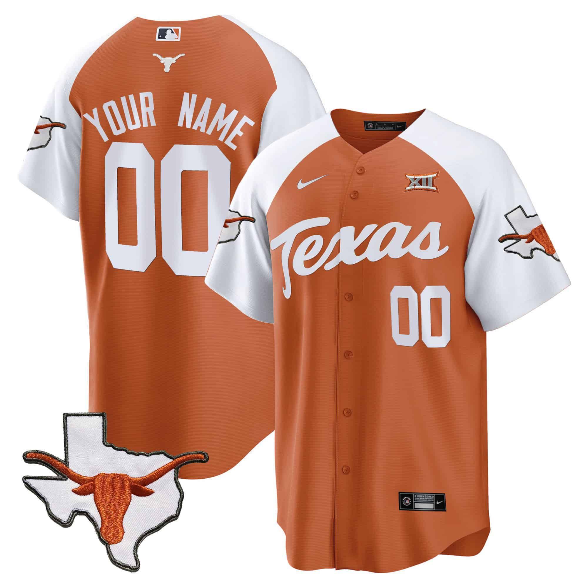 Men Texas Longhorns Orange 2024 Nike Baseball Custom NCAA Jersey